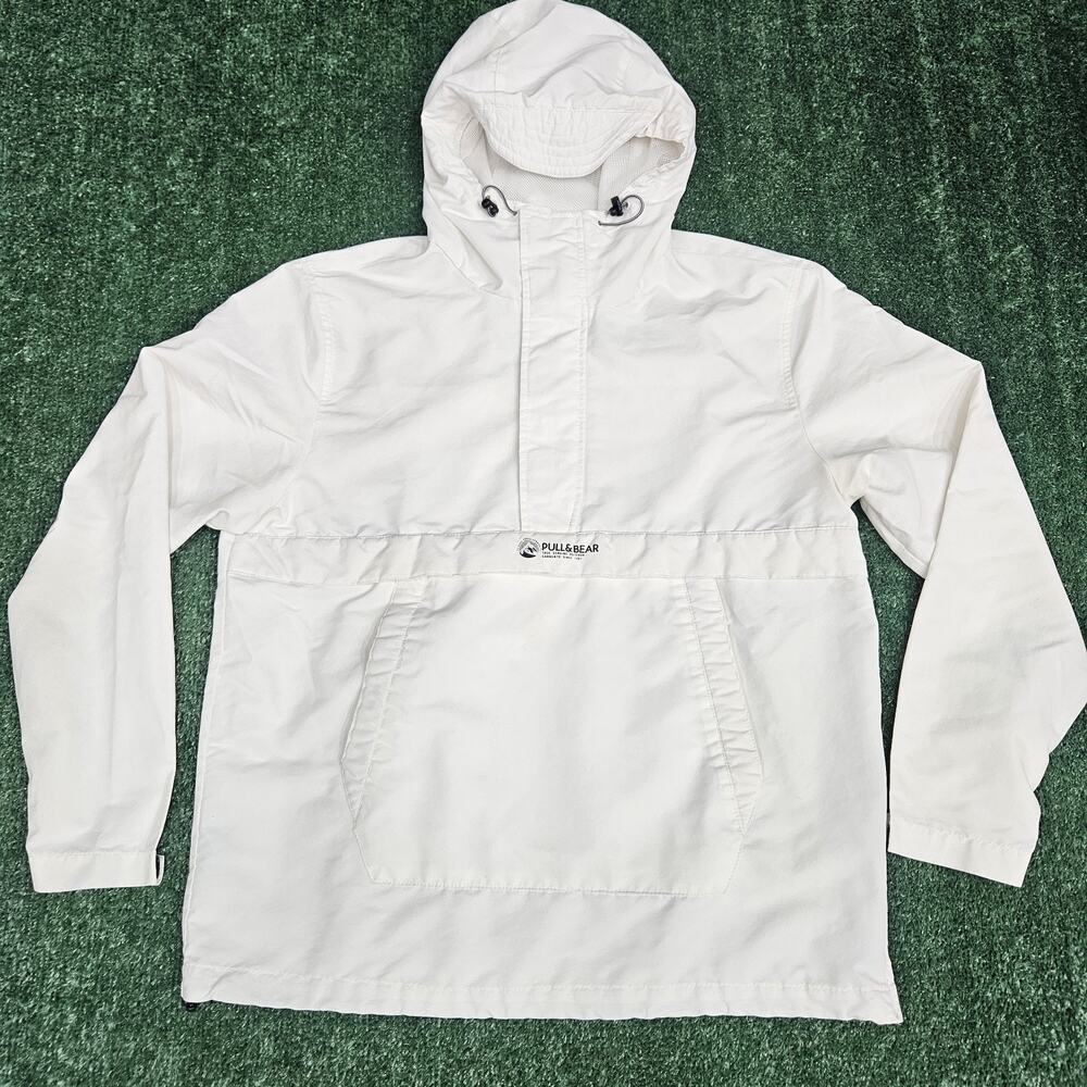 Pull and Bear White Jacket with pouch pocket Women Size XL